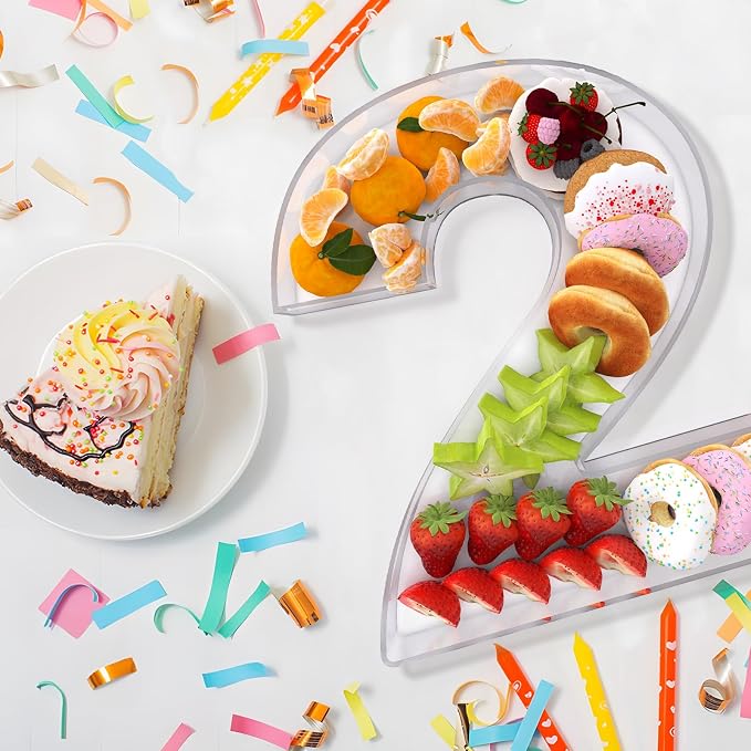 11" Acrylic Number Charcuterie Board Box, Reusable Fillable Number Cake Candy - Image 4