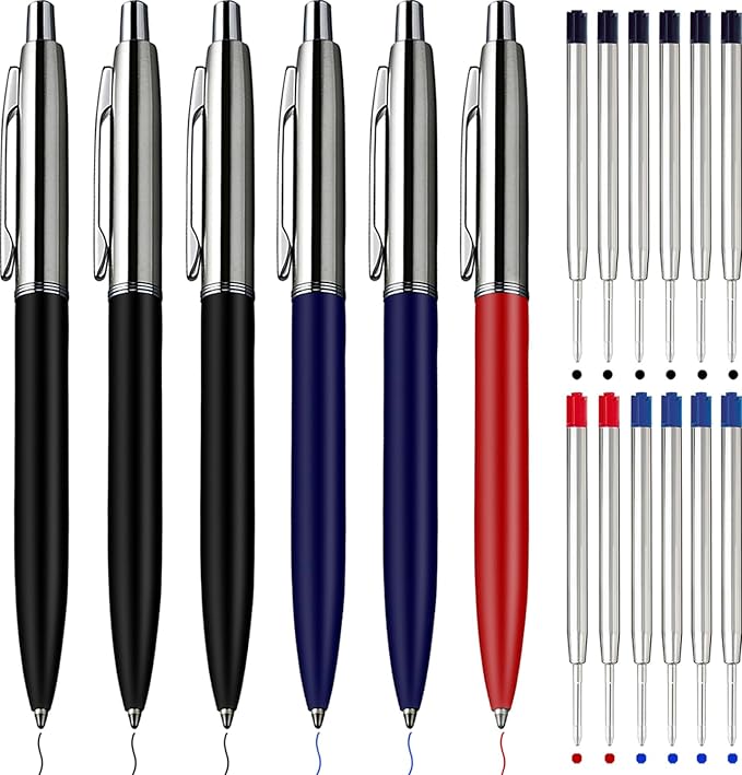 ChaoQ 6 Pcs Ballpoint pens, Refillable & Retractable Metal Ballpoint pens 1.0mm by ChaoQ
