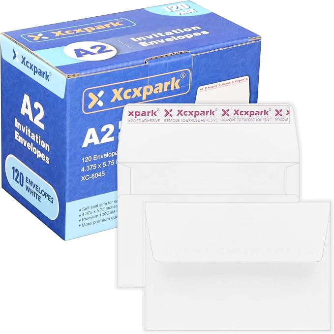 Xxcxpark 120 Qty Printable A2 Invitation Envelopes 4.375 x 5.75 Cards, Self by Xxcxpark