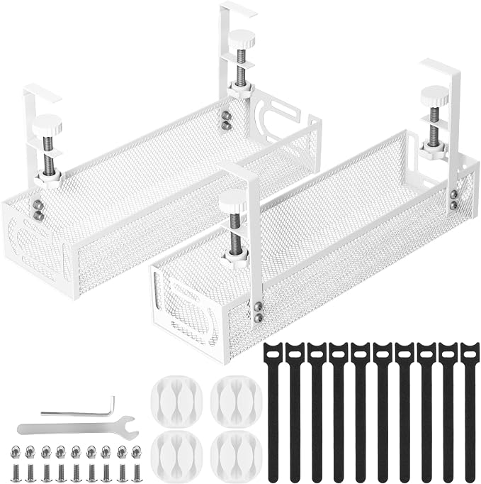 Cable Management, 2 Pack Cable Management Under Desk No Drill, Metal Cord by Unknown