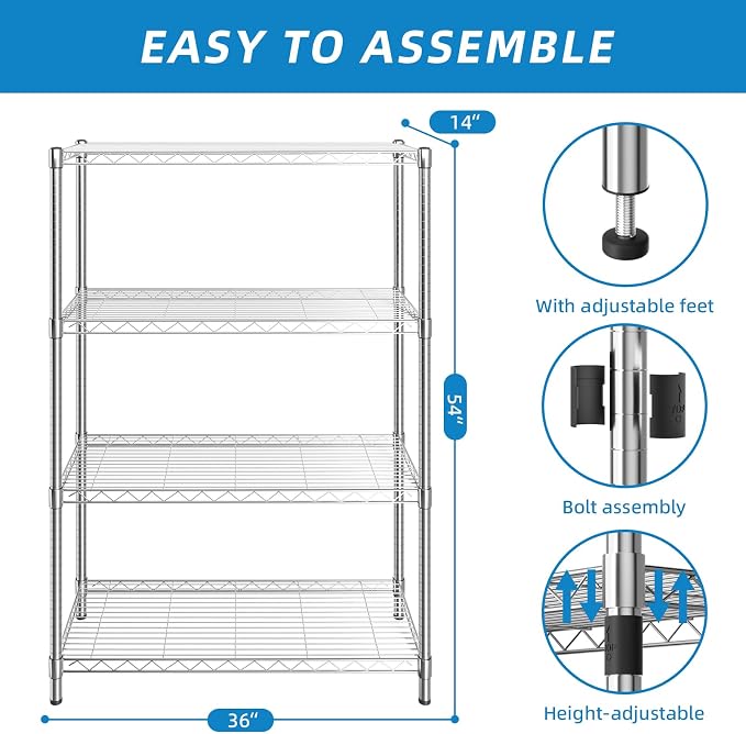 Guan River 4-Shelf Adjustable Metal Wire Shelving, Sturdy and Durable, Storage - Image 3