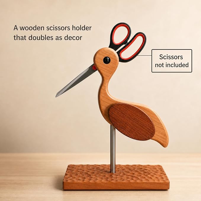 Wooden Sewing Scissor Holder Sewing Lover Gifts Sewing Room Decor | Crane - Image 3