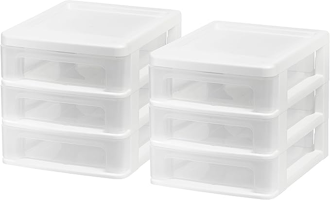 IRIS USA Plastic Stacking Desk Top 3-Drawer Storage Organizer, - Image 5
