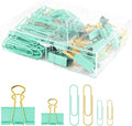 Green and Gold Paper Clips Binder Clips Set by CREECHWA