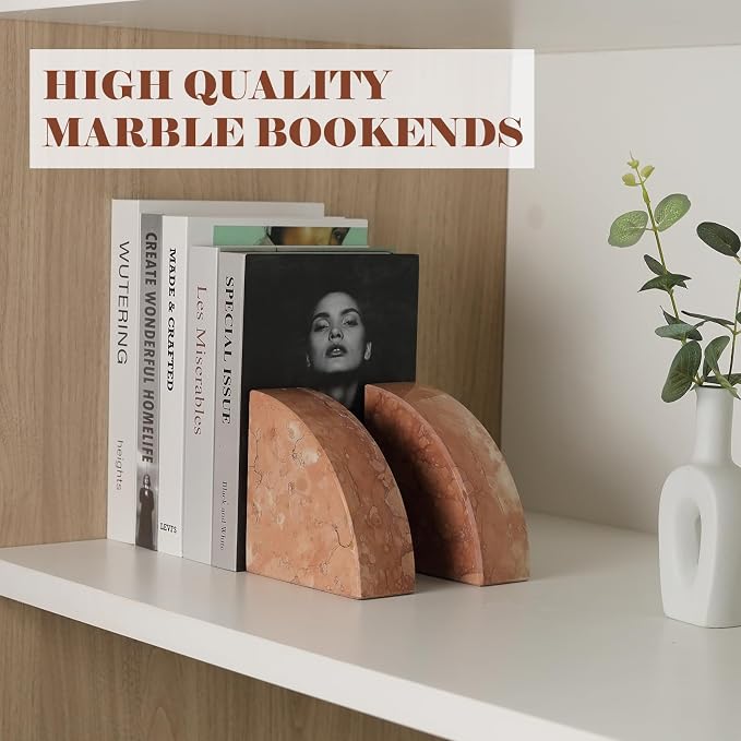 Karibiber Marble Bookend for Shelves, Non-Skid Bookends for Heavy Books - Image 5