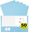 pmybupo Blue Folders with Pockets 50 Pack Pastel Colors, 2 Pocket Folders Fit by pmybupo