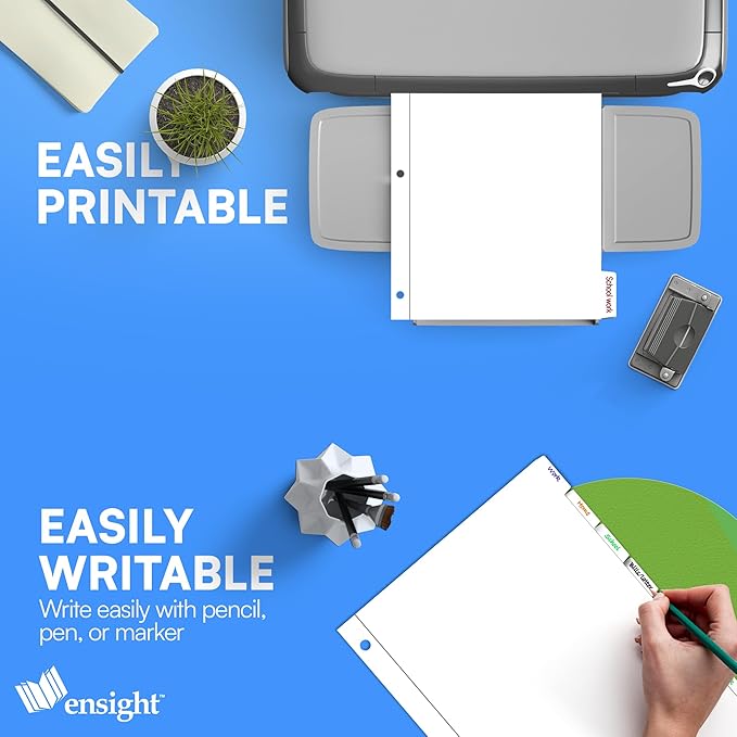 Ensight 3 Ring Page Dividers Bulk, 1/8 Cut Tab Dividers - Image 5