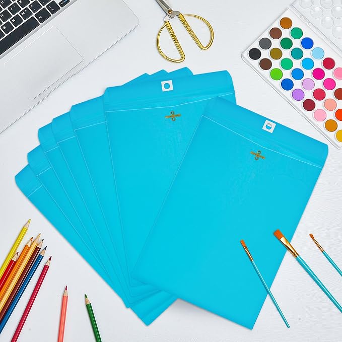 Geyee 100 Pcs Clasp Manilla Envelopes 6 x 9 Inch Gummed Colored Envelopes - Image 5