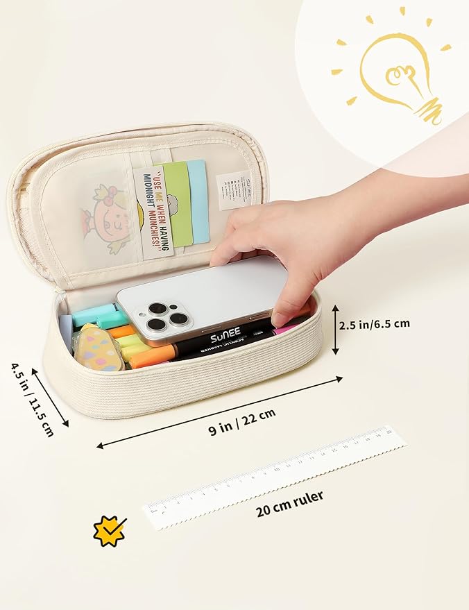 SUNEE Cute Pencil Case, Large Pencil Pouch, Aesthetic Big Pencil Bag - Image 5