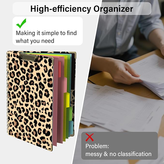 Foldable Clipboard Folio with Storage, 5 Plastic Folders with 10 Pockets - Image 2