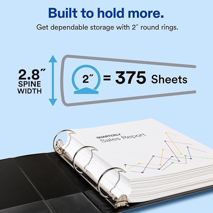 Avery Standard View 3 Ring Binder, 375-Sheet Capacity, 2.8 Inch Wide Spine - Image 2