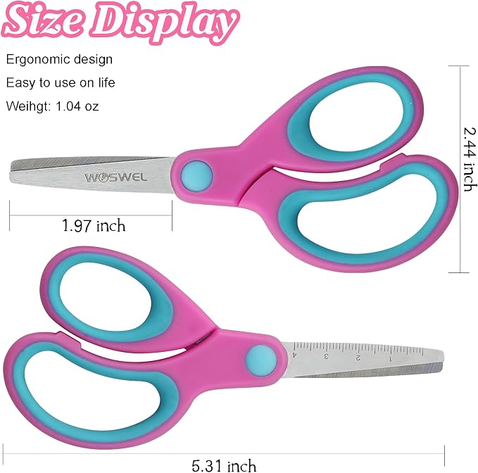 Kids Scissors Bulk, Woswel 36 Pack Safety Blunt Tip Student Scissors, 5 “ - Image 2
