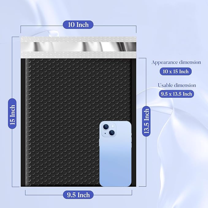 Fuxury Bubble Mailers 9.5x14.5" 250 Pack Black Large Padded Envelopes Usable - Image 2