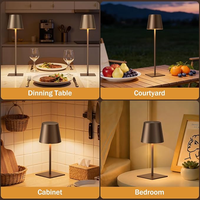 Kakanuo Brown Cordless Rechargeable Table Lamp, 2 Pack Portable Desk Lamp - Image 5