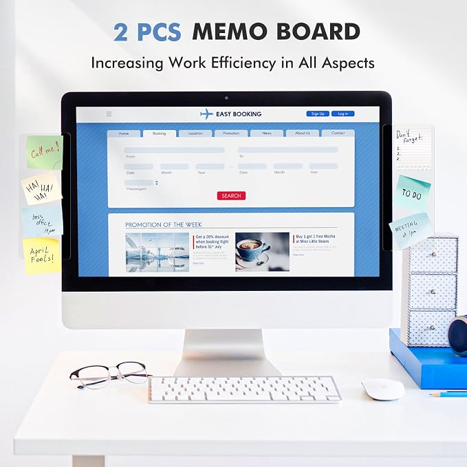 DOLLAR BOSS 2 Pcs 5.5" x 3.1" Transparent Acrylic Monitor Memo Board | Office - Image 2