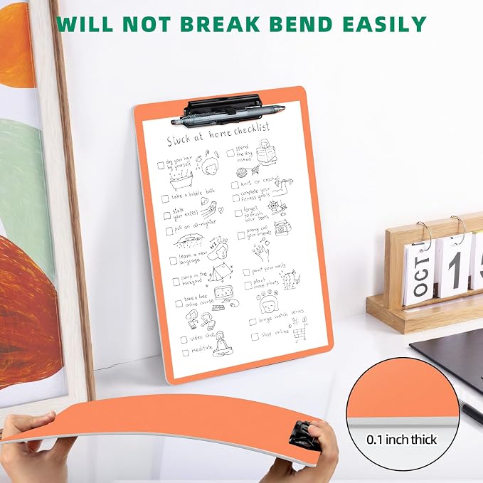 FRETONBA Clipboard with Pen Holder, Plastic Clipboard with Low Profile Metal - Image 7