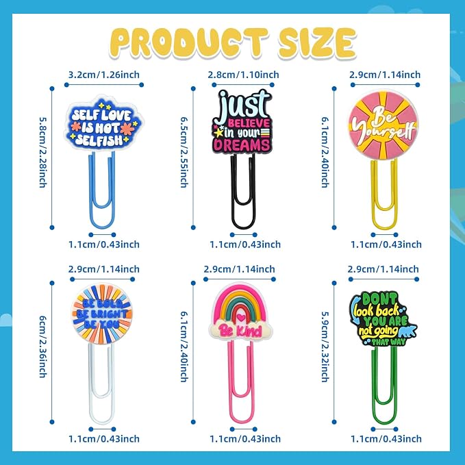 30 PCS Pharse Paper Clips Metal Paperclip Large Size Paper Clip Cute Bookmark - Image 4