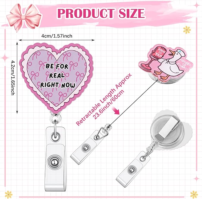 Feifeiya 24 Pcs Funny Badge Reel Nurse Cute Retractable Name ID Clip Badge - Image 2