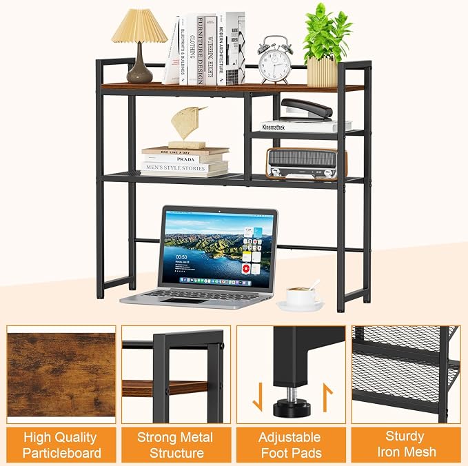 Snughome 31.9" Desk Shelf, Desktop Organizer Shelf, Desk Hutch Dorm, 3-Tier - Image 8