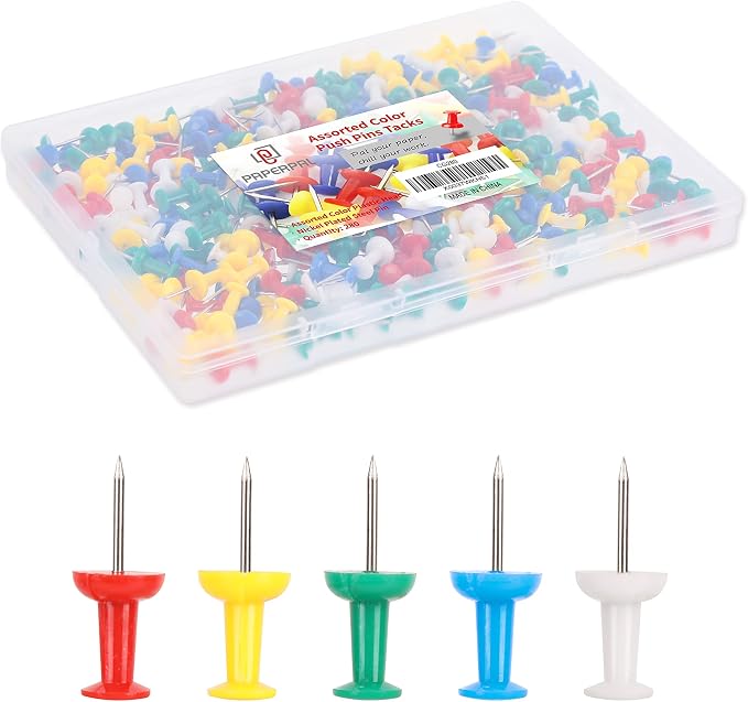PAPERPAL Assorted Colors Push Pins by PAPERPALDirect