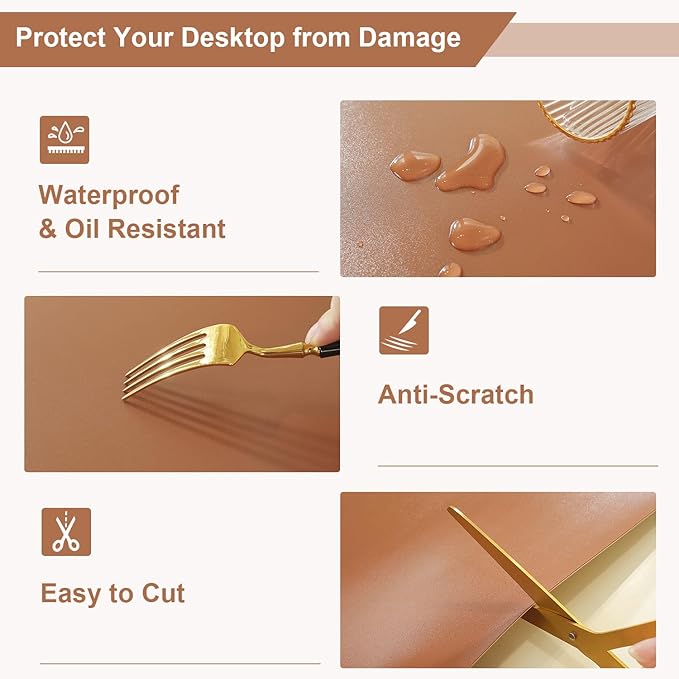 OstepDecor Brown Table Cover Protector 36 x 60 Inch, 1.5mm Thick Plastic Table - Image 6