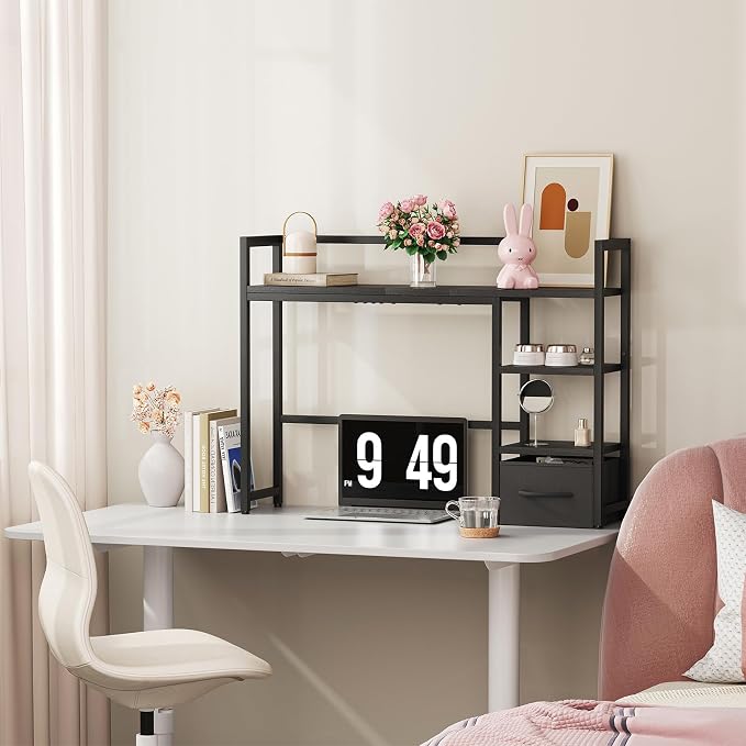 Marbrasse Desk Shelf with Drawer, Desk Shelf - Image 7
