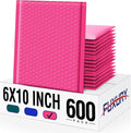 Fuxury Bubble Mailers 6x10" 600 Pack Pink Thick Padded Envelopes Usable Size by Fuxury