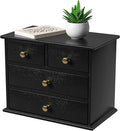 Oak Desk Organizer with Drawers, Durable Wooden Desktop Storage Box with Metal by JNFUZ