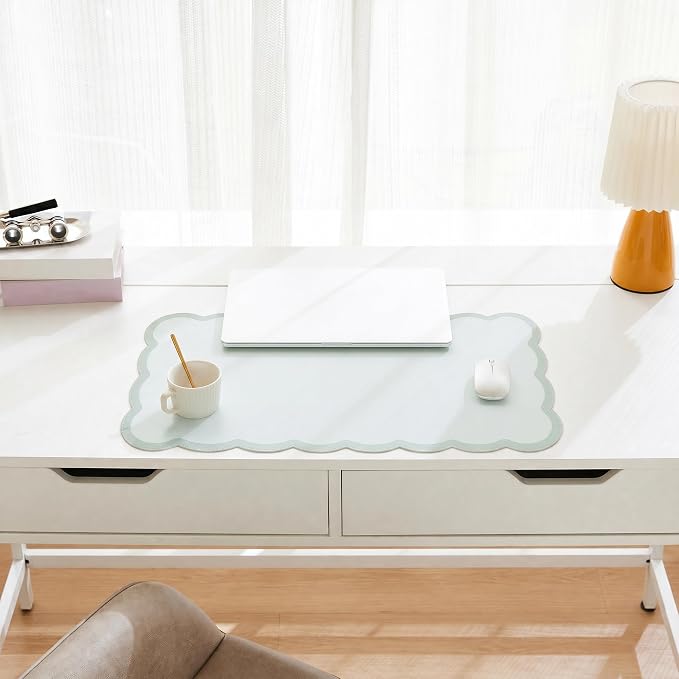 Scalloped Desk Mat, 23.6" x 11.8" Cute Small Aesthetic Desk Accessories - Image 3