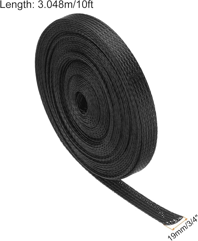 10ft PET Expandable Wire Loom 3/4 Inch, PET Braided Wire Sleeving Cable - Image 2