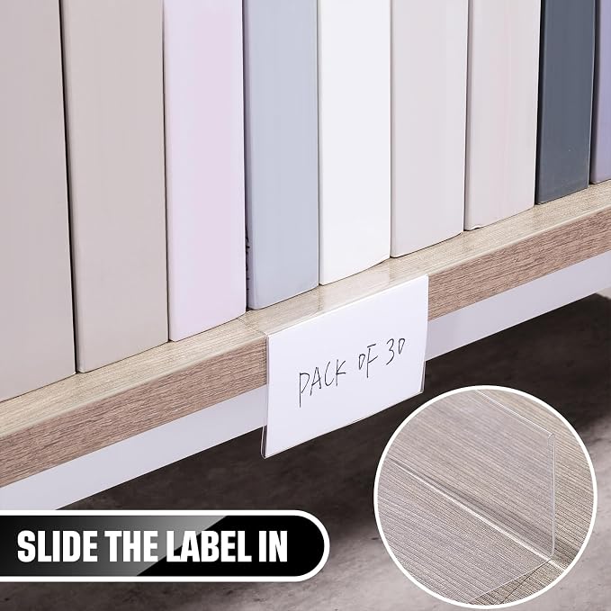 Containlol 30 Pcs Moveable Shelf Label Holders Clear Transparent Plastic - Image 5