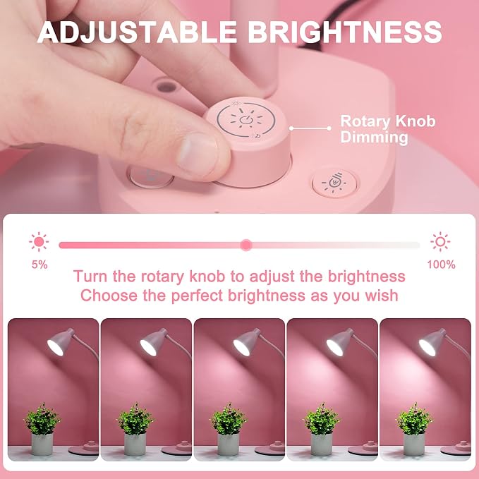 BOHON Cute Desk Lamp with USB Charging Port, 3 Color Modes Dimmable, Flexible - Image 3