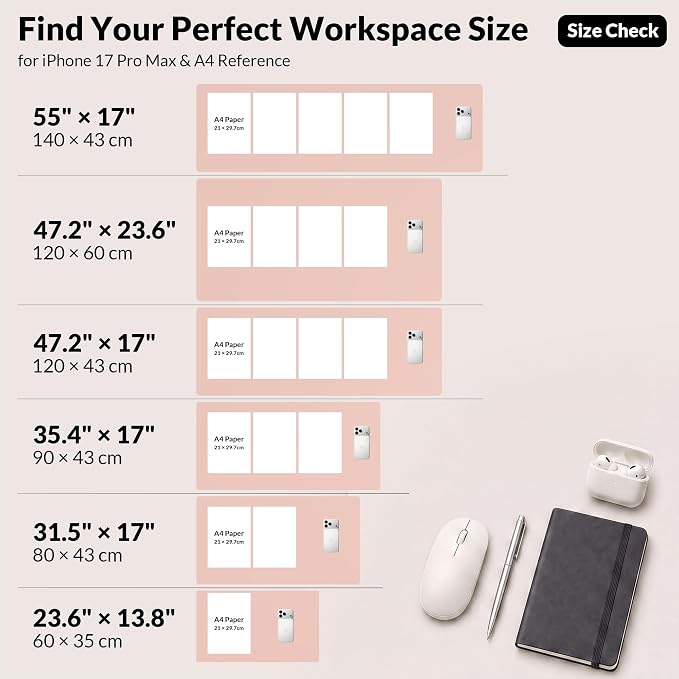 AFIING Leather Desk Pad Protector, 23.6" x 13.7" | Large Mouse Pad, Dual-Sided - Image 10