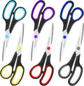 6 Pcs 8” Scissors, Sharp Stainless Steel Comfort Grip by Sopeiouo