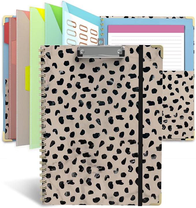 Clipboard Folio with Notepad for Letter Size, 5 Extra Folders with Storage 10 by Geniershy