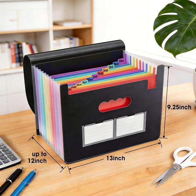2 Pack Accordion File Organizer, 13 Pockets Expanding File Folder, Portable - Image 2