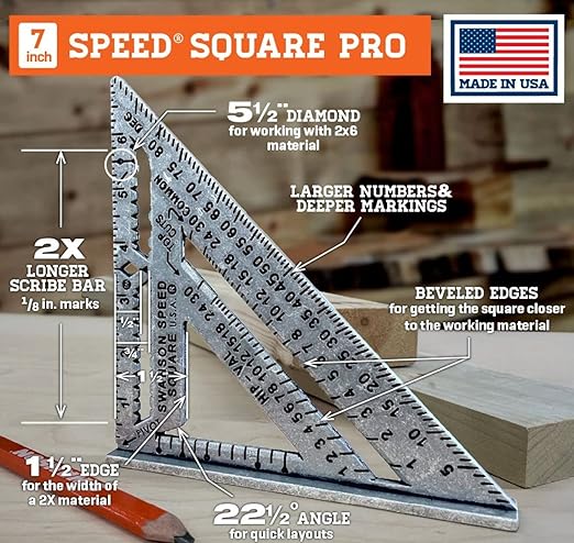 Swanson Speed Square Pro 7" | Made in the USA innovative rafter square - Image 2