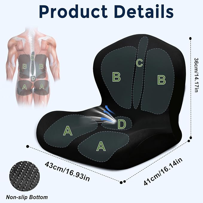 Seat Cushion for Office Chair and Car, L-Shaped Ergonomic Car Seat Cushions - Image 2