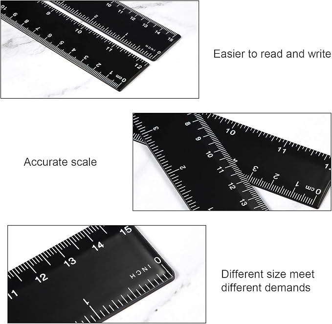 eBoot Plastic Ruler Straight Ruler Plastic Measuring Tool 12 Inches and 6 Inches - Image 4