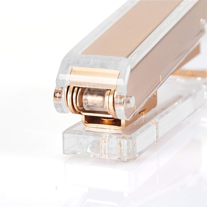Elegant Ultra Clear Acrylic Office Supplies Acrylic Stapler Matte Gold Desktop - Image 3
