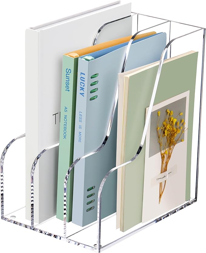 SANRUI Clear Vertical Magazine File Holder, Acrylic Desk Organizer and Storage by SANRUI