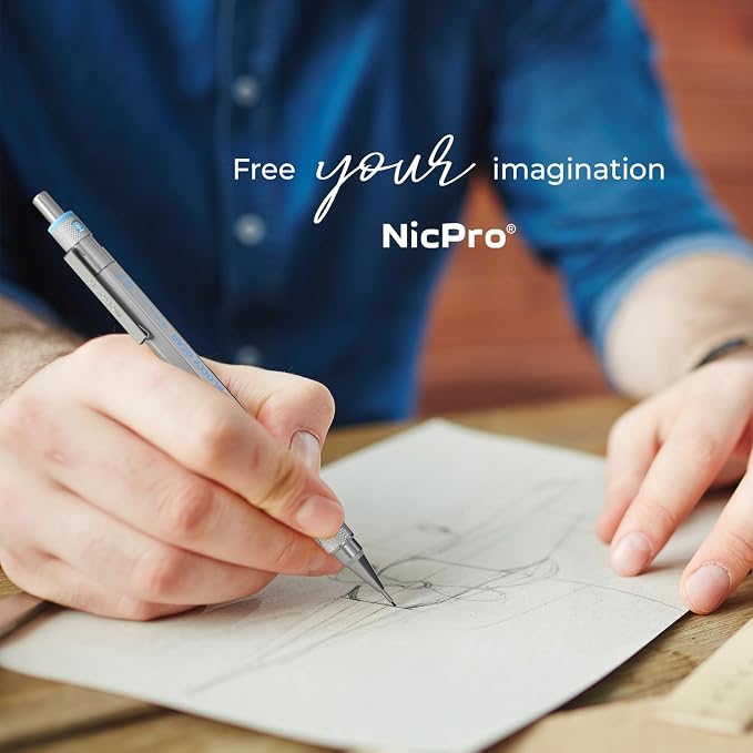 Nicpro Blocky Gear 0.5 mm & 0.7 mm Mechanical Pencils Set in Case, Metal Pencil - Image 6