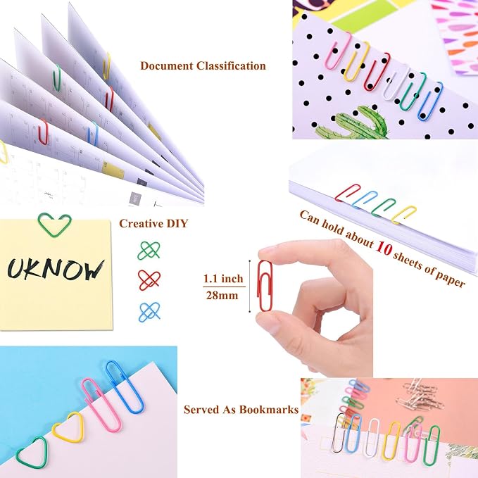 Coideal Colored Small Paper Clips Vinyl Coated, 200 Pack 28mm Assorted Color - Image 3