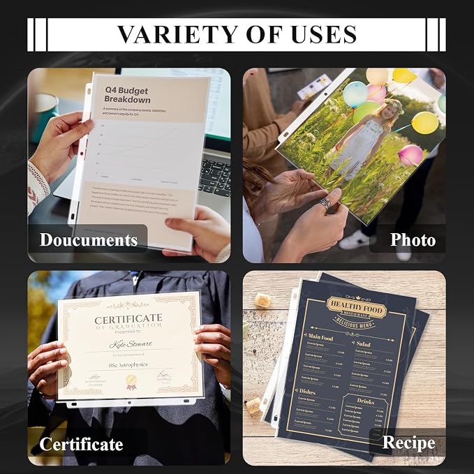 Page Protectors for 3 Ring Binder, Sheet Protectors 8.5 x 11 Inch, 200 Per Box - Image 6
