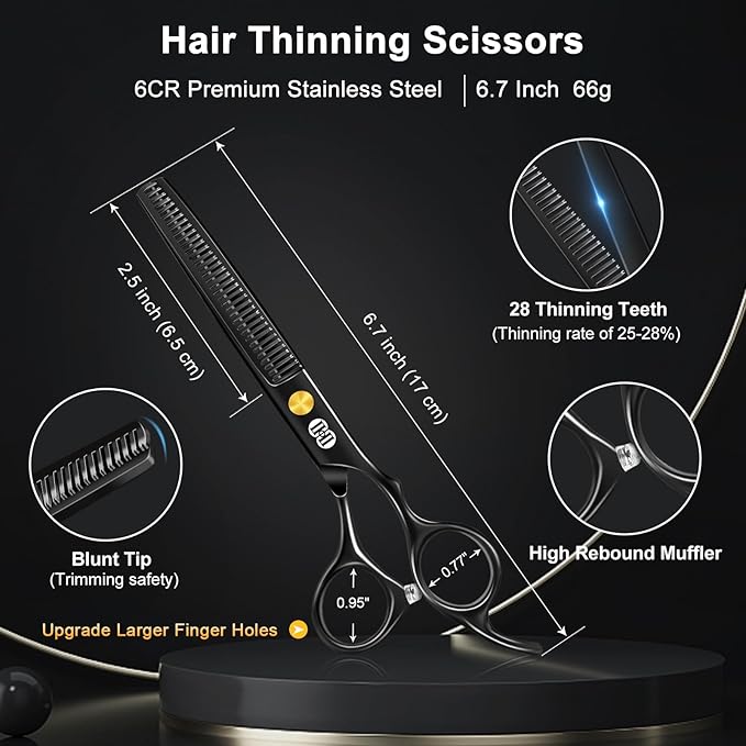 CIICII Hair Cutting Scissors Shears Kit, Professional Barber Haircut Scissors - Image 3
