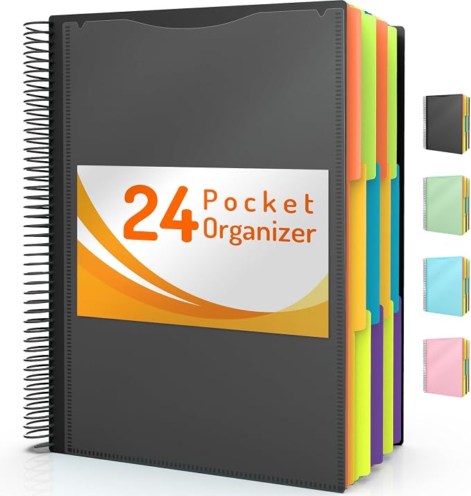 Forvencer 24 Pocket Project Organizer, 1/3-cut Tab Binder Organizer by Forvencer