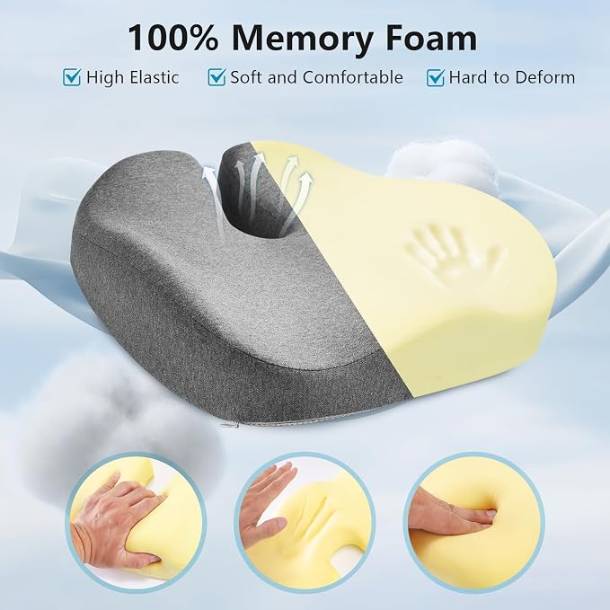 Seat Cushions for Office Chairs & Hip Pain Relief, Extra-Dense Coccyx Cushion - Image 3