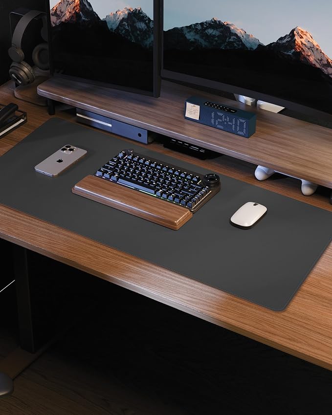 Leather Desk Pad Protector, Mouse Pad, Office Desk Mat, Non-Slip PU Leather - Image 7