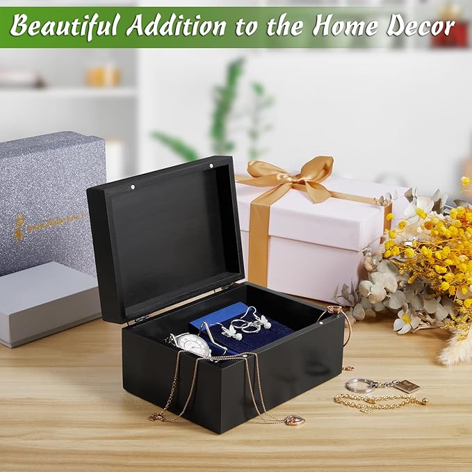 DRASTAR Small Keepsake Box, Wooden Jewelry Storage Box, 4x6 Decorative Card Box - Image 5
