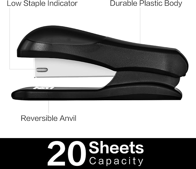 Deli Stapler Value Pack, Desktop Standard Staplers, 20 Sheet Capacity, Includes - Image 3